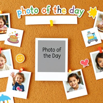 Fotka dnia — tablica 'Photo of the Day' (mockup)