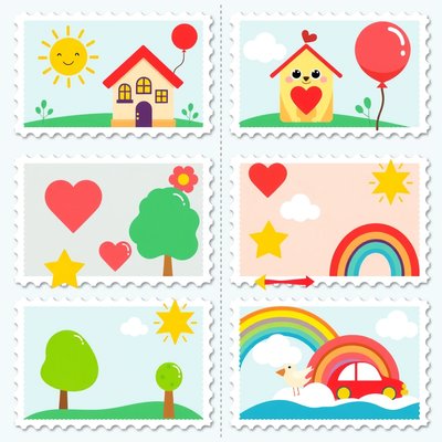 Arkusz dużych papierowych znaczków do wycięcia