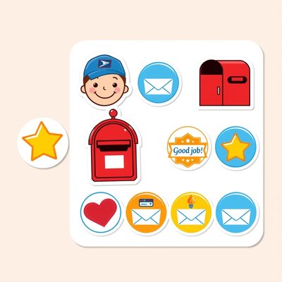 Arkusz naklejek nagród 'Mały listonosz'