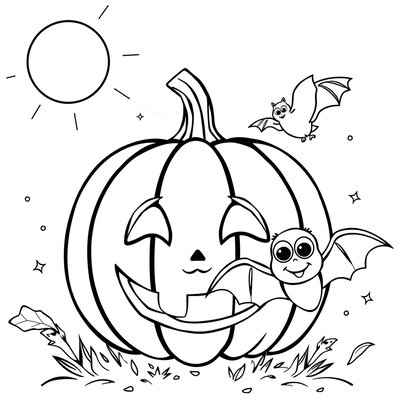 Kolorowanka: dynia i nietoperz