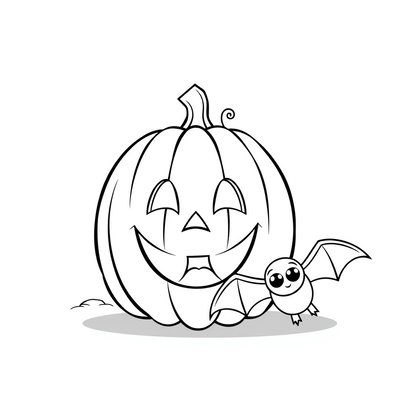 Kolorowanka: dynia i nietoperz