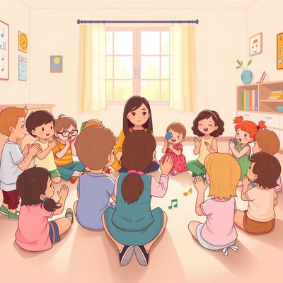 Ilustracja: Rozgrzewka rytmiczna w kole