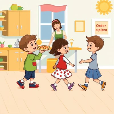 Scenka: Zabawa 'Zamów pizzę' — improwizacja