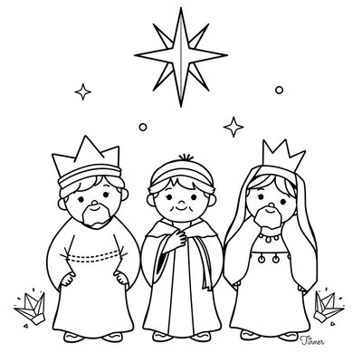Strona do kolorowania: Trzej Królowie