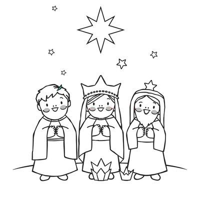 Strona do kolorowania: Trzej Królowie