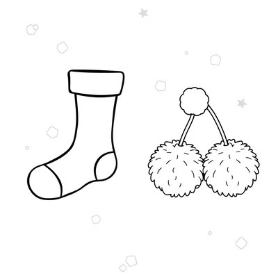 Kolorowanka: para skarpetek i para pomponów