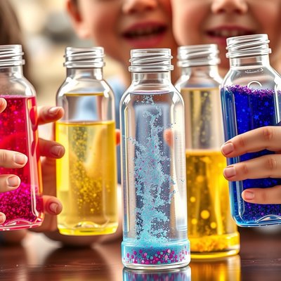 Ilustracja: Butelki sensoryczne — zbliżenie