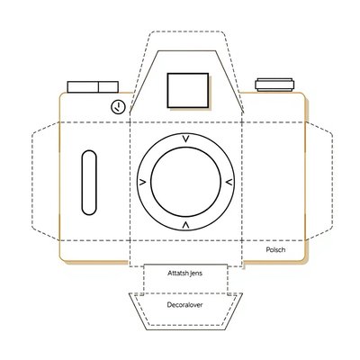 Szablon: papierowy aparat — wycinanka