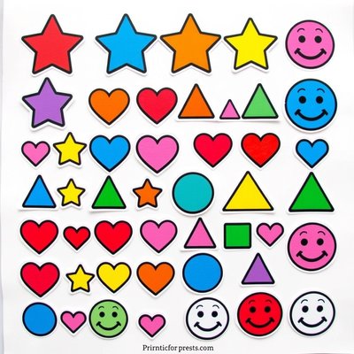 Arkusz naklejek — kształty i kolory