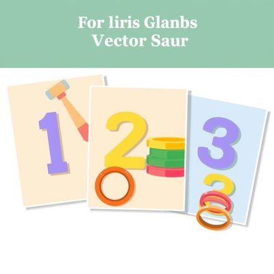 Karty liczb 1–3 z przedmiotami