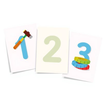 Karty liczb 1–3 z przedmiotami