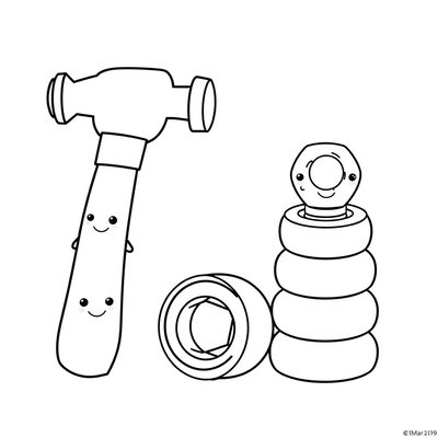 Kolorowanka: narzędzia i klocki