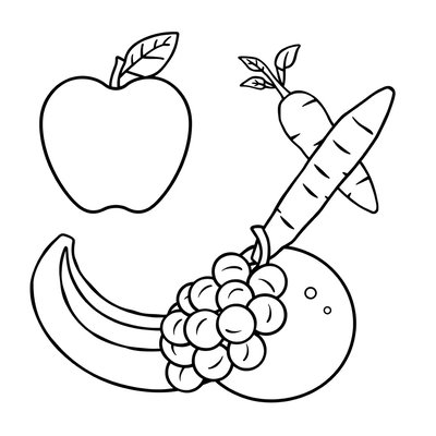 Strona do kolorowania: owoce i warzywa