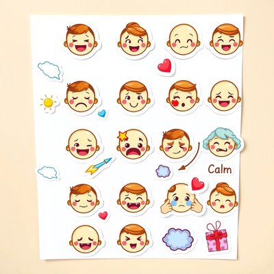 Arkusz z naklejkami — ikony emocji