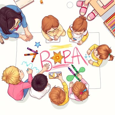 Ilustracja: Dzieci rysują wielką kredką