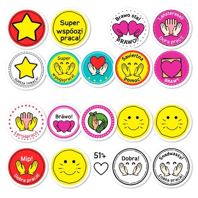 Karty pochwał / naklejki „Super współpraca!” (arkusz do druku)