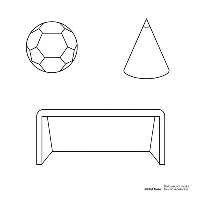 Szablony do wycięcia: piłka, pachołek, bramka