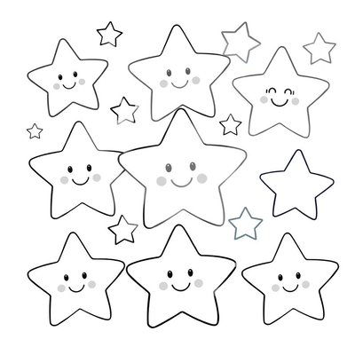 Kolorowanka — Duże gwiazdki i obłoczki