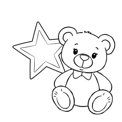 Kolorowanka — gwiazdka i miś (dla maluchów)