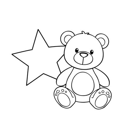 Kolorowanka — gwiazdka i miś (dla maluchów)