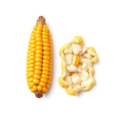 Porównanie: ziarno vs popcorn — ilustracja edukacyjna