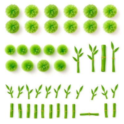 Bambusy — tokeny (zielone pompony/patyczki) — grafiki