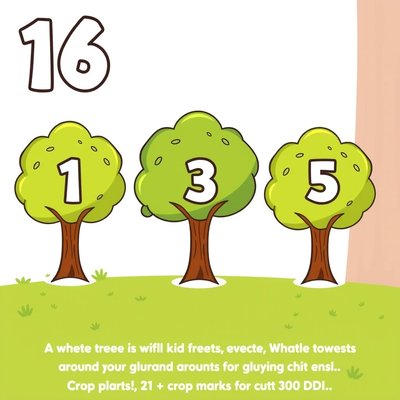 Kartonowe drzewka z numerami 1–5 — szablon