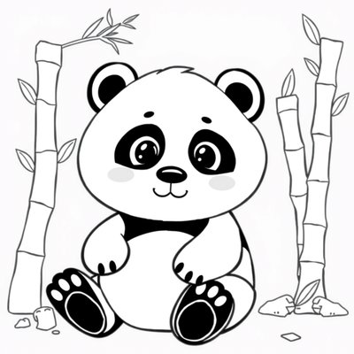 Kolorowanka: panda z bambusami