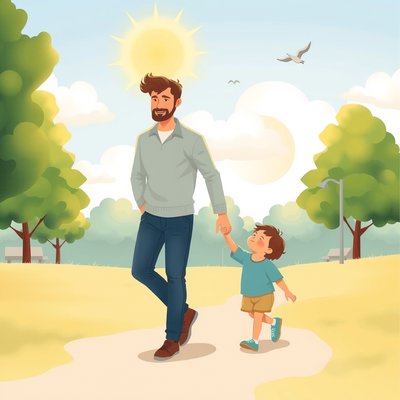 Ilustracja ‚Spacer z Tatą’ — wyobraźnia kierowana