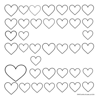 Arkusz małych serduszek — szablon do wycięcia
