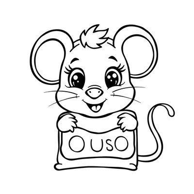 Kolorowanka: uśmiechnięta mysz i kanapka