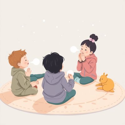 Ćwiczenie oddechowe 'zimowy oddech' — ilustracja