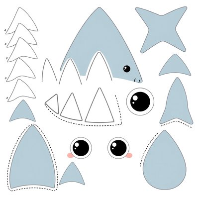 Arkusz elementów: zęby, płetwy, oczy