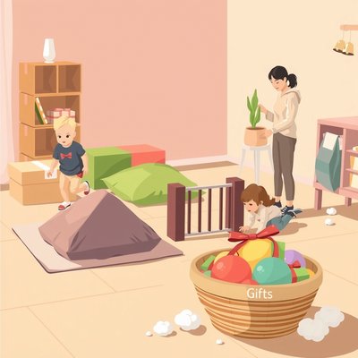 Obrazek scenka — Tor przeszkód z prezentami