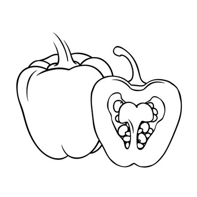 Kolorowanka: kontury papryki i przekroju
