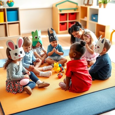 Zdjęcie referencyjne: dzieci w kole z maskami