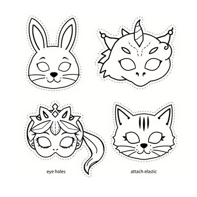 Szablony masek papierowych (4 wzory)