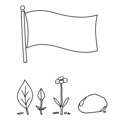 Kolorowanka — Flaga i wiosenne skarby