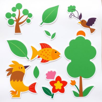 Arkusz naklejek — duże kształty roślin i zwierząt