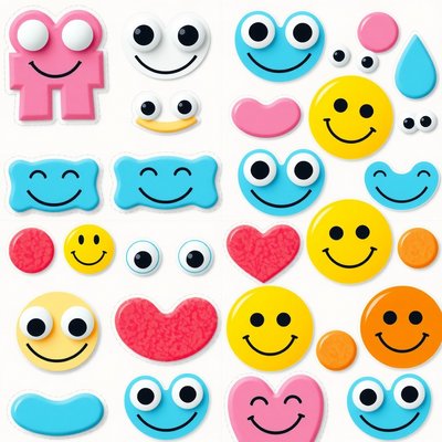 Arkusz naklejek — duże oczy i piankowe uśmiechy
