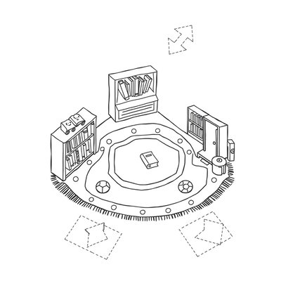 Kolorowanka: Prosta mapka biblioteki dla maluchów