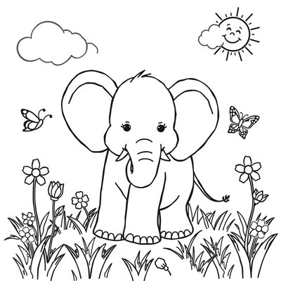 Kolorowanka — 'Słoniowa przygoda'