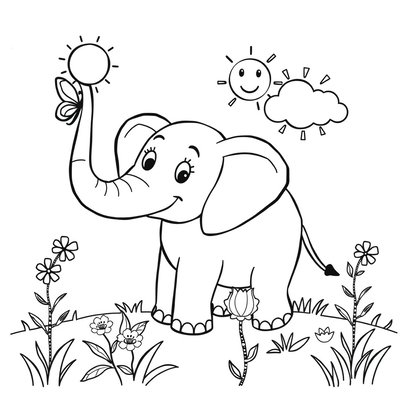 Kolorowanka — 'Słoniowa przygoda'