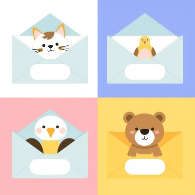 Koperta z obrazkiem — zwierzątka