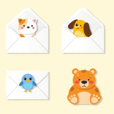 Koperta z obrazkiem — zwierzątka