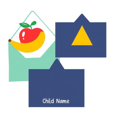 Koperta z obrazkiem — owoce i kształty