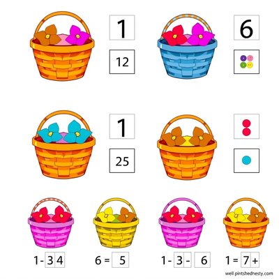 Koszyczki z prezentami — różne ilości (szablon)