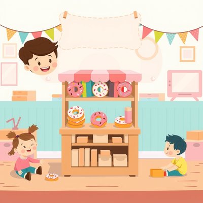 Plakat grupowy: Pączkowy sklep