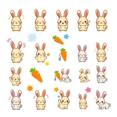 Arkusz naklejek: małe króliczki