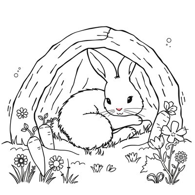 Kolorowanka: króliczek w norce